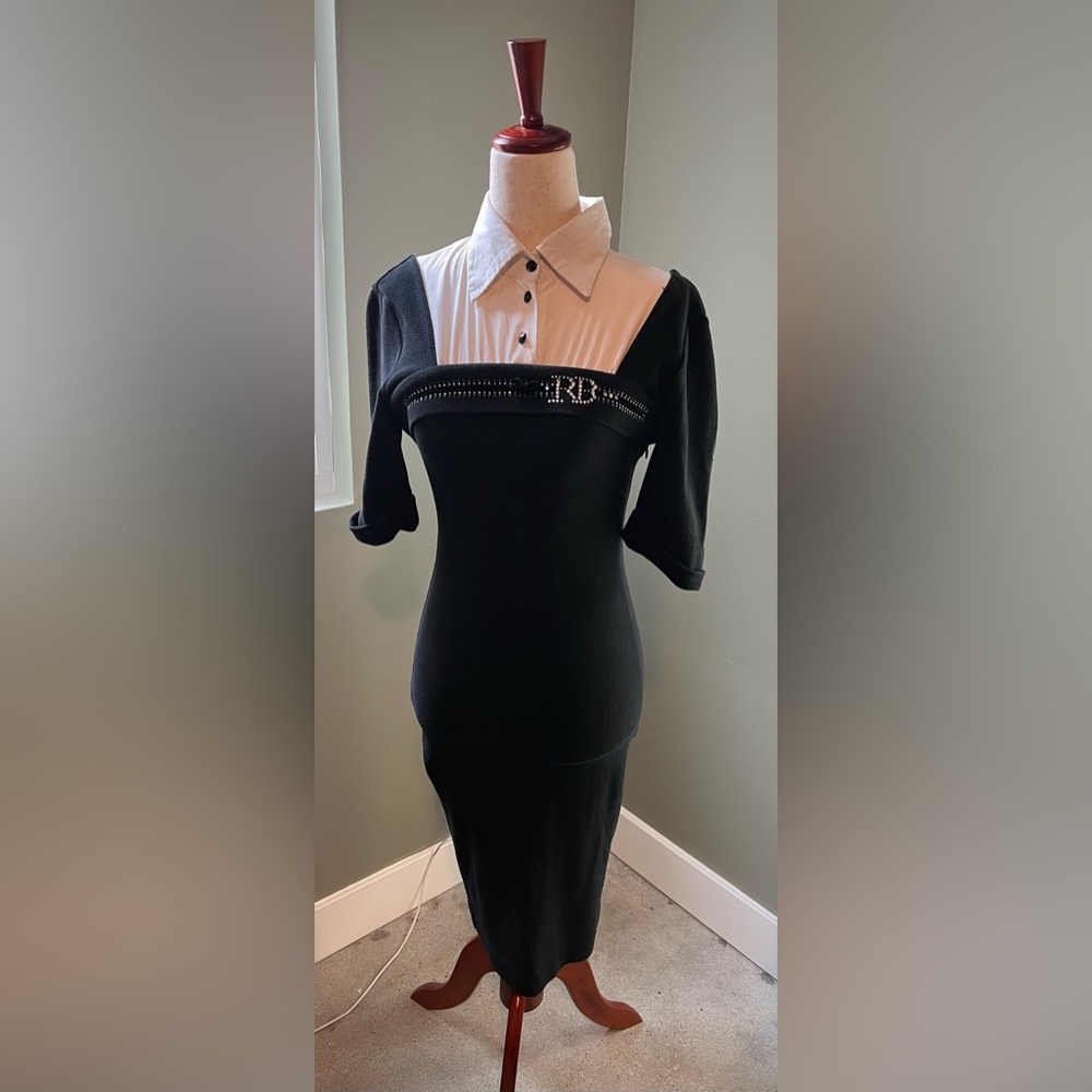 Roccobarocco Black & White Embellished Dress Small S 6 Rocco Barocco Italy
